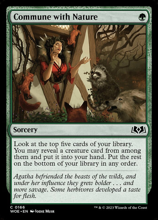 This Is An Image Of The Magic The Gathering Card Commune with Nature From The Set Wilds of Eldraine - Designed By Artist Jodie Muir
