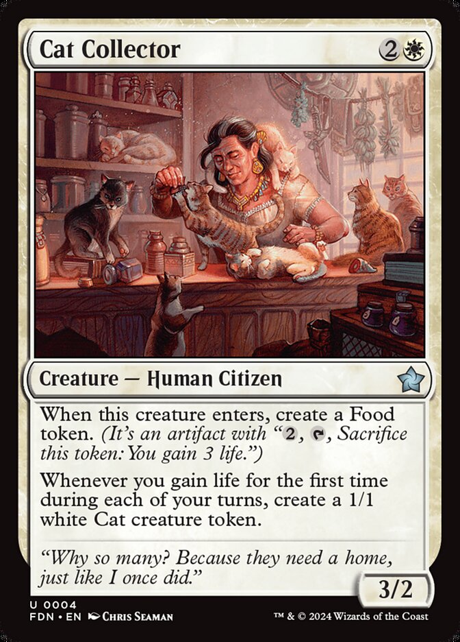 This Is An Image Of The Magic The Gathering Card Cat Collector From The Set Foundations - Designed By Artist Chris Seaman