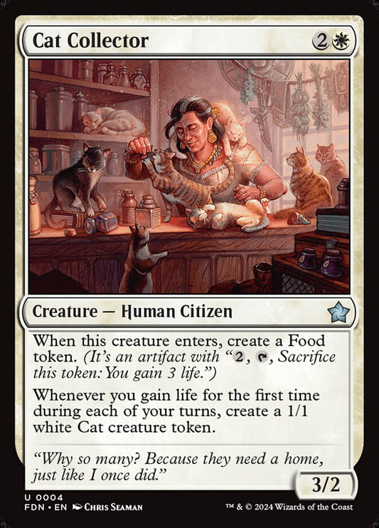 This Is An Image Of The Magic The Gathering Card Cat Collector From The Set Foundations - Designed By Artist Chris Seaman