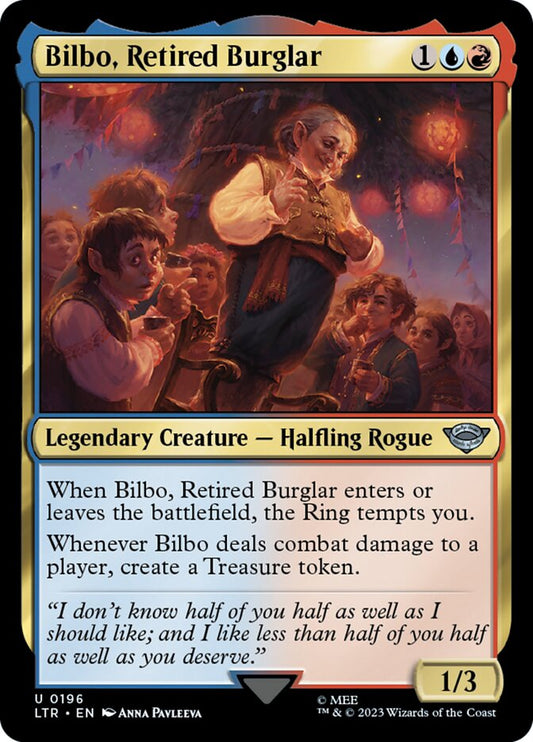 This Is An Image Of The Magic The Gathering Card Bilbo, Retired Burglar From The Set The Lord of the Rings: Tales of Middle-earth - Designed By Artist Anna Pavleeva