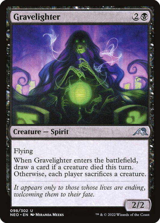 This Is An Image Of The Magic The Gathering Card Gravelighter From The Set Kamigawa: Neon Dynasty - Designed By Artist Miranda Meeks