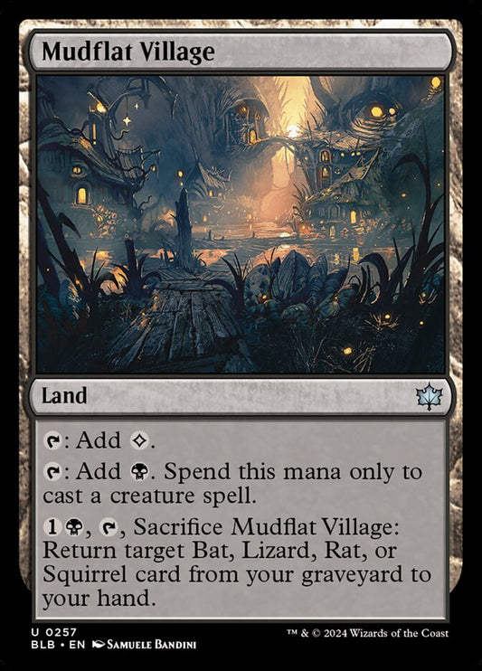 This Is An Image Of The Magic The Gathering Card Mudflat Village From The Set Bloomburrow - Designed By Artist Samuele Bandini