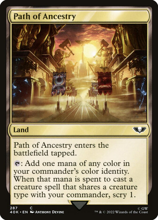 This Is An Image Of The Magic The Gathering Card Path of Ancestry From The Set Tarkir: Dragonstorm Commander - Designed By Artist Alayna Danner