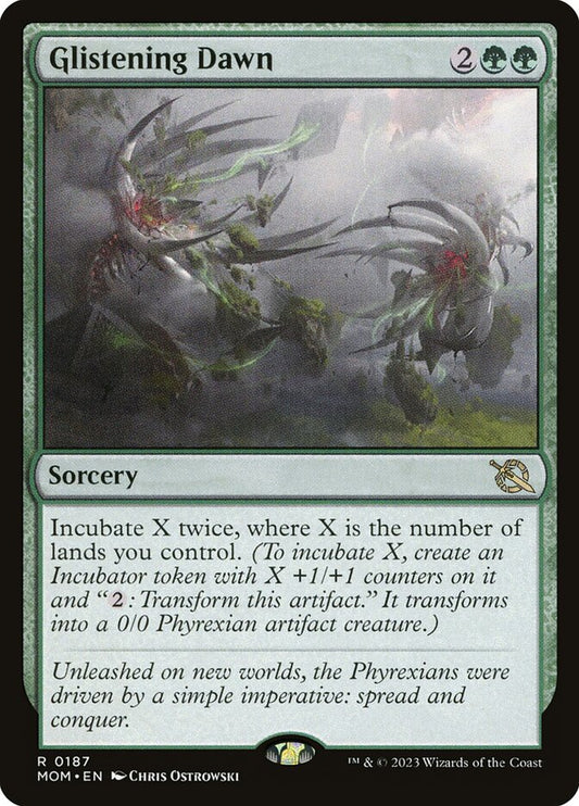 This Is An Image Of The Magic The Gathering Card Glistening Dawn From The Set March of the Machine - Designed By Artist Chris Ostrowski