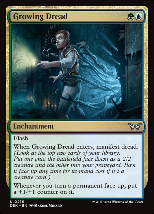 This Is An Image Of The Magic The Gathering Card Growing Dread From The Set Duskmourn: House of Horror - Designed By Artist Maxime Minard