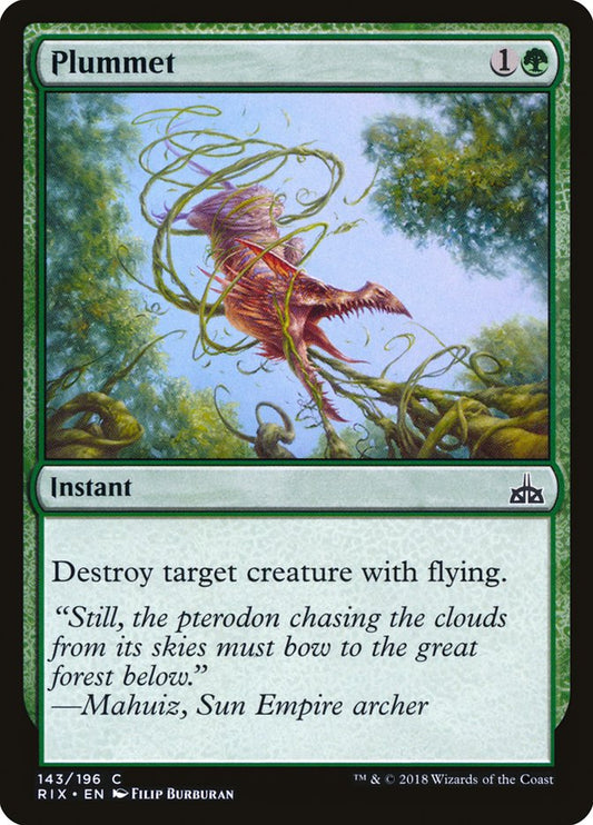 This Is An Image Of The Magic The Gathering Card Plummet From The Set Innistrad: Midnight Hunt - Designed By Artist Nicholas Gregory