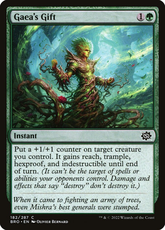 This Is An Image Of The Magic The Gathering Card Gaea's Gift From The Set The Brothers' War - Designed By Artist Olivier Bernard