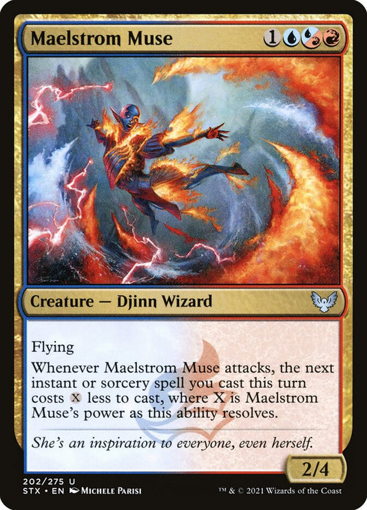 This Is An Image Of The Magic The Gathering Card Maelstrom Muse From The Set Strixhaven: School of Mages - Designed By Artist Michele Parisi