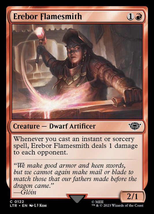 This Is An Image Of The Magic The Gathering Card Erebor Flamesmith From The Set The Lord of the Rings: Tales of Middle-earth - Designed By Artist L J Koh