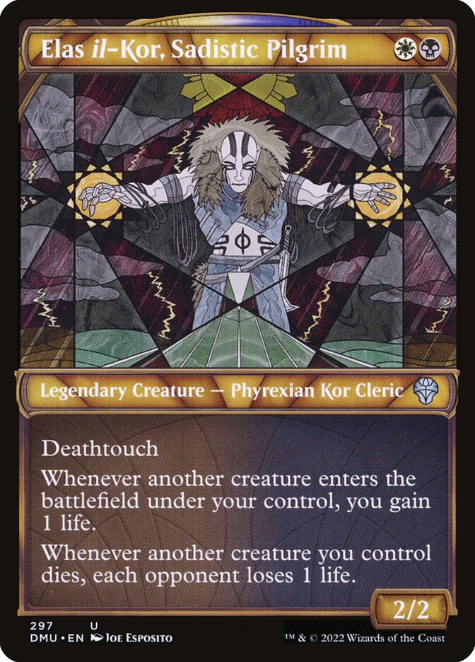 This Is An Image Of The Magic The Gathering Card Elas il-Kor, Sadistic Pilgrim From The Set Dominaria United - Designed By Artist G-host Lee