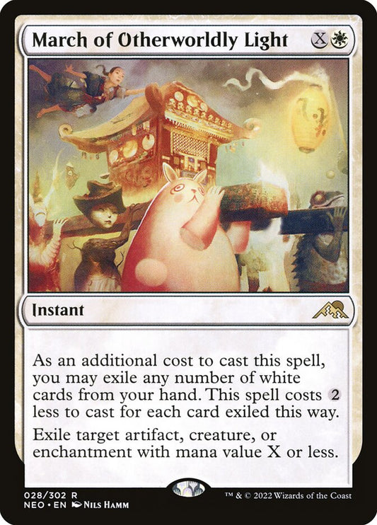 This Is An Image Of The Magic The Gathering Card March of Otherworldly Light From The Set Kamigawa: Neon Dynasty - Designed By Artist Nils Hamm