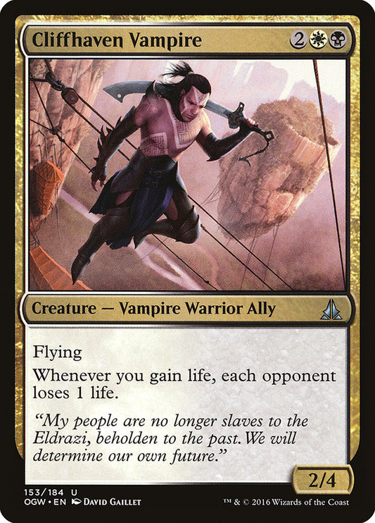 This Is An Image Of The Magic The Gathering Card Cliffhaven Vampire From The Set Oath of the Gatewatch - Designed By Artist David Gaillet