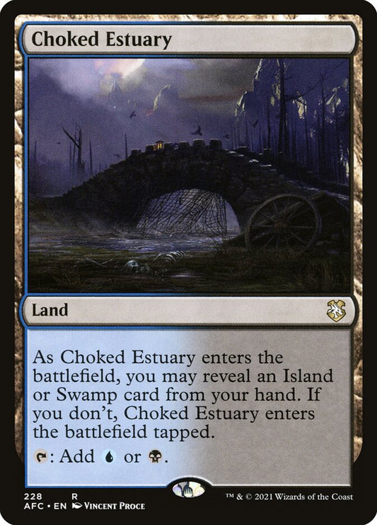 This Is An Image Of The Magic The Gathering Card Choked Estuary From The Set Murders at Karlov Manor Commander - Designed By Artist Vincent Proce