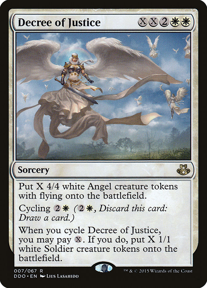 This Is An Image Of The Magic The Gathering Card Decree of Justice From The Set Modern Horizons 3 - Designed By Artist Adam Rex