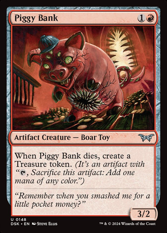 This Is An Image Of The Magic The Gathering Card Piggy Bank From The Set Duskmourn: House of Horror - Designed By Artist Steve Ellis