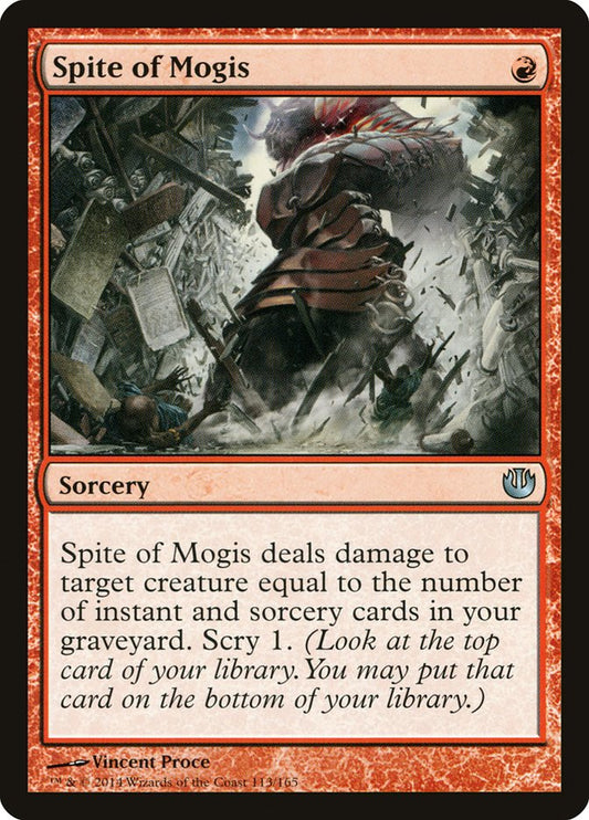 This Is An Image Of The Magic The Gathering Card Spite of Mogis From The Set Journey into Nyx - Designed By Artist Vincent Proce