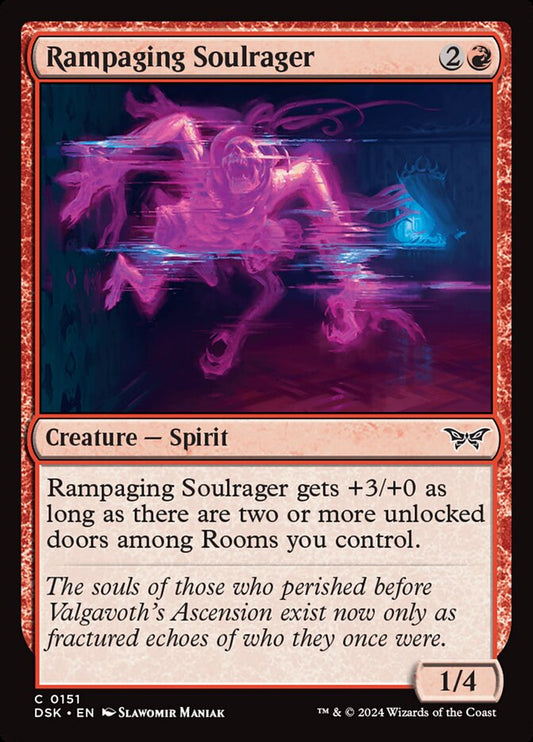 This Is An Image Of The Magic The Gathering Card Rampaging Soulrager From The Set Duskmourn: House of Horror - Designed By Artist Slawomir Maniak