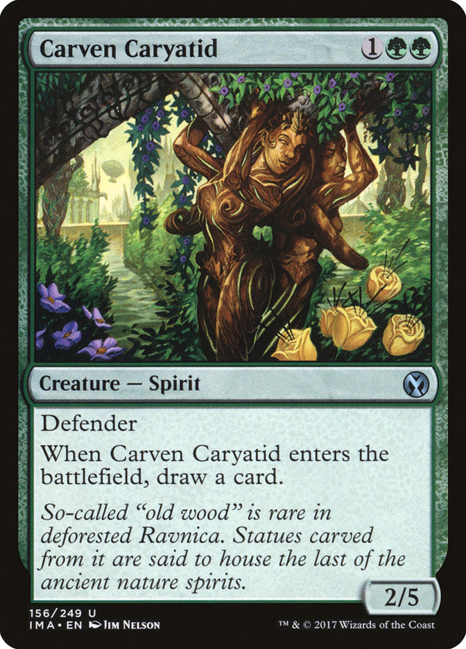 This Is An Image Of The Magic The Gathering Card Carven Caryatid From The Set Tarkir: Dragonstorm Commander - Designed By Artist Jim Nelson