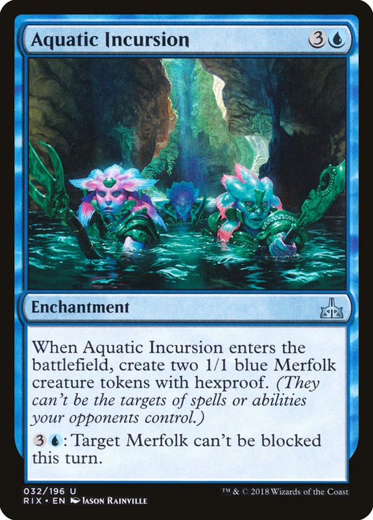 This Is An Image Of The Magic The Gathering Card Aquatic Incursion From The Set Rivals of Ixalan - Designed By Artist Jason Rainville