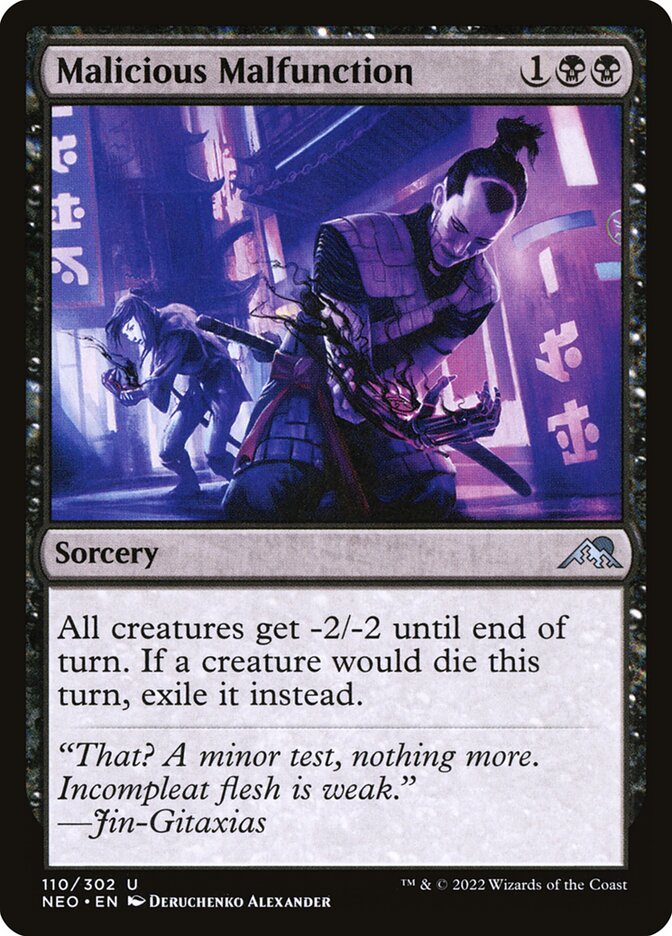 This Is An Image Of The Magic The Gathering Card Malicious Malfunction From The Set Kamigawa: Neon Dynasty - Designed By Artist Deruchenko Alexander