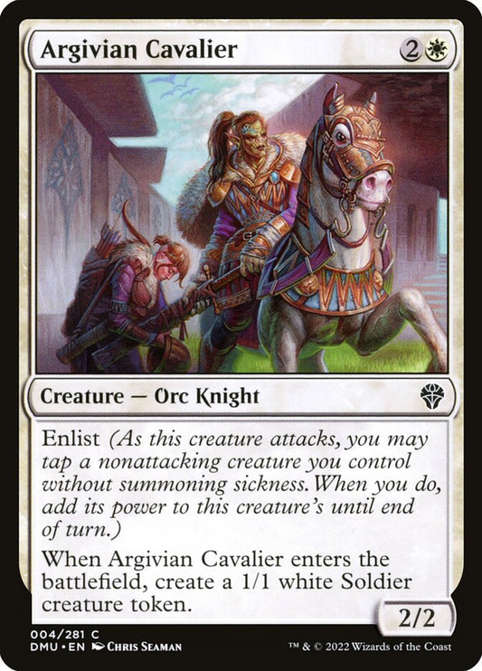 This Is An Image Of The Magic The Gathering Card Argivian Cavalier From The Set Dominaria United - Designed By Artist Chris Seaman