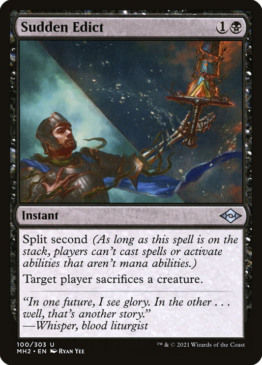 This Is An Image Of The Magic The Gathering Card Sudden Edict From The Set Modern Horizons 2 - Designed By Artist Ryan Yee