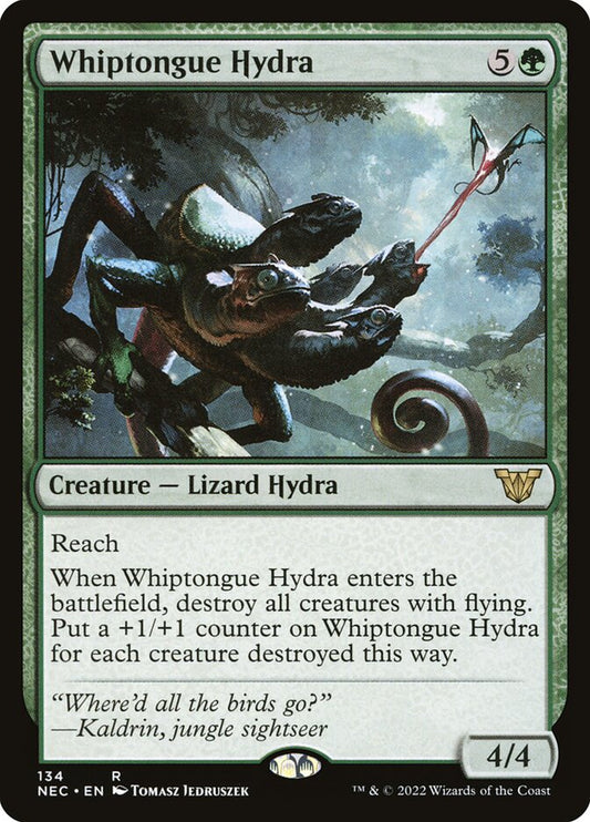 This Is An Image Of The Magic The Gathering Card Whiptongue Hydra From The Set Neon Dynasty Commander - Designed By Artist Tomasz Jedruszek