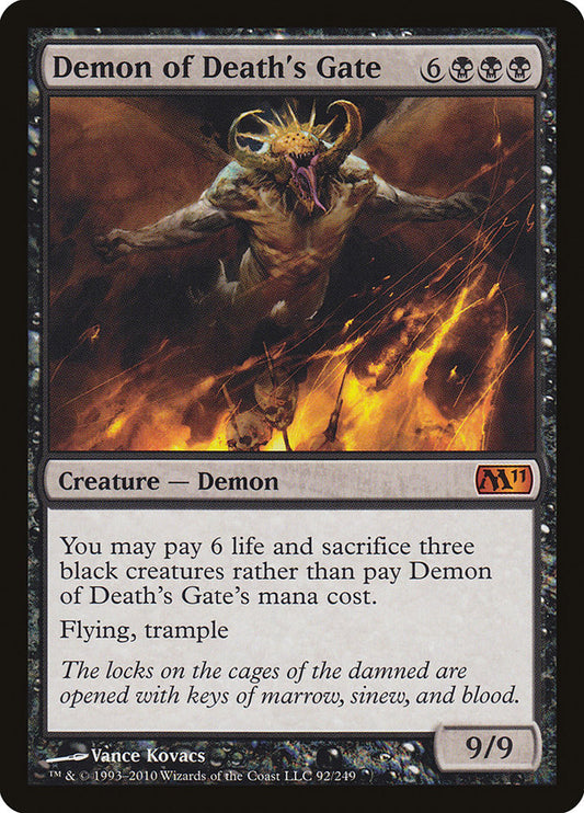 This Is An Image Of The Magic The Gathering Card Demon of Death's Gate From The Set Magic 2011 - Designed By Artist Vance Kovacs