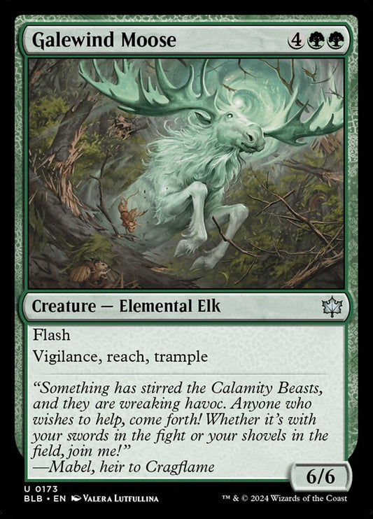 This Is An Image Of The Magic The Gathering Card Galewind Moose From The Set Bloomburrow - Designed By Artist Valera Lutfullina
