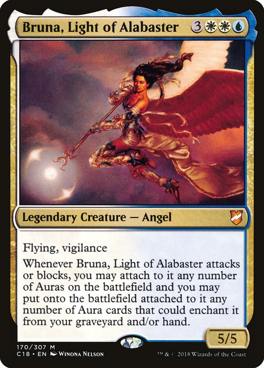 This Is An Image Of The Magic The Gathering Card Bruna, Light of Alabaster From The Set Commander 2018 - Designed By Artist Winona Nelson