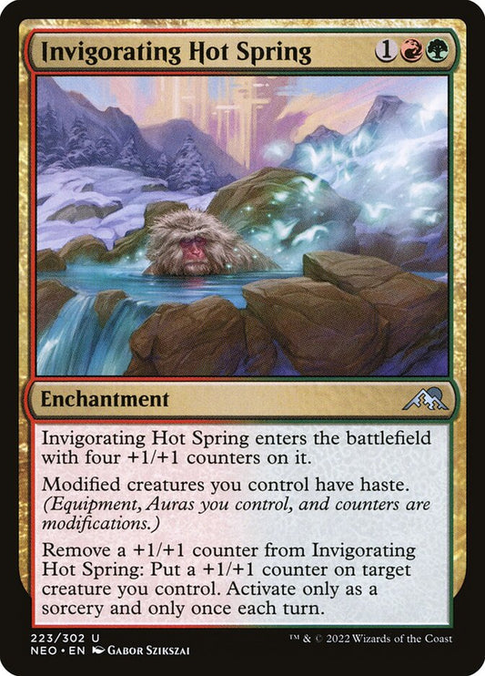 This Is An Image Of The Magic The Gathering Card Invigorating Hot Spring From The Set Kamigawa: Neon Dynasty - Designed By Artist Gabor Szikszai