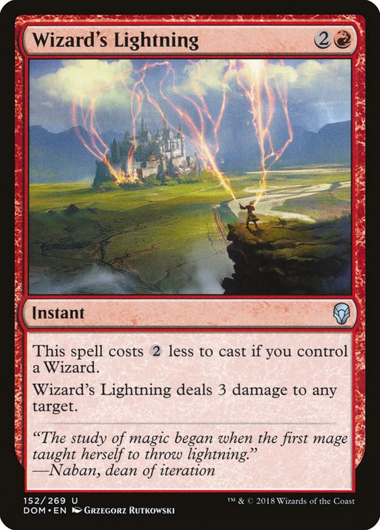 This Is An Image Of The Magic The Gathering Card Wizard's Lightning From The Set Dominaria - Designed By Artist Grzegorz Rutkowski
