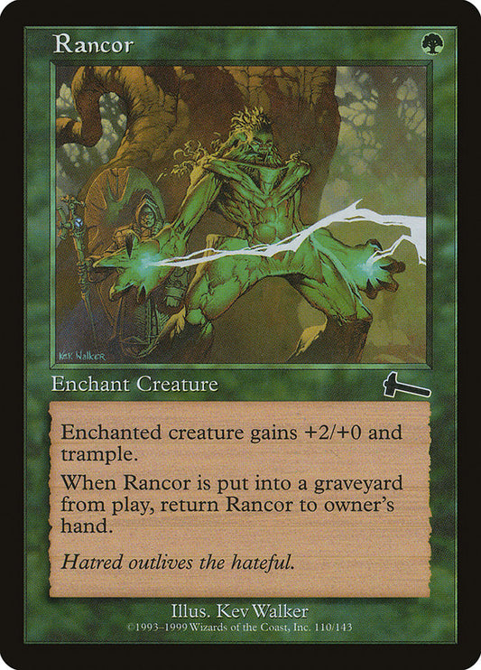 This Is An Image Of The Magic The Gathering Card Rancor From The Set Double Masters 2022 - Designed By Artist Kev Walker
