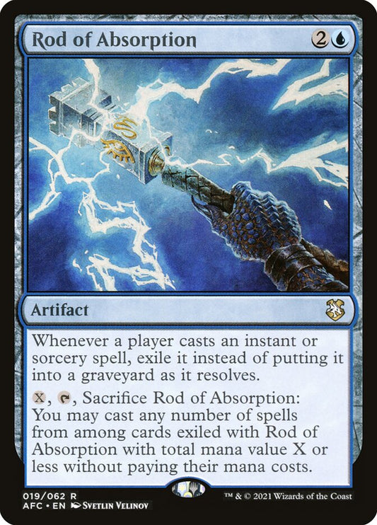 This Is An Image Of The Magic The Gathering Card Rod of Absorption From The Set Forgotten Realms Commander - Designed By Artist Svetlin Velinov