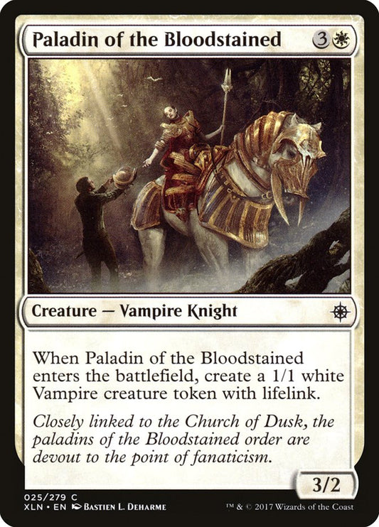 This Is An Image Of The Magic The Gathering Card Paladin of the Bloodstained From The Set Ixalan - Designed By Artist Bastien L. Deharme