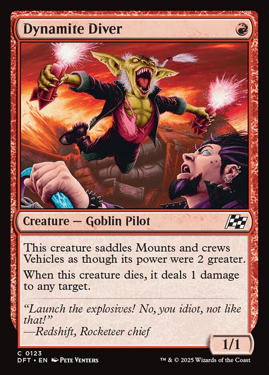 This Is An Image Of The Magic The Gathering Card Dynamite Diver From The Set Aetherdrift - Designed By Artist Pete Venters