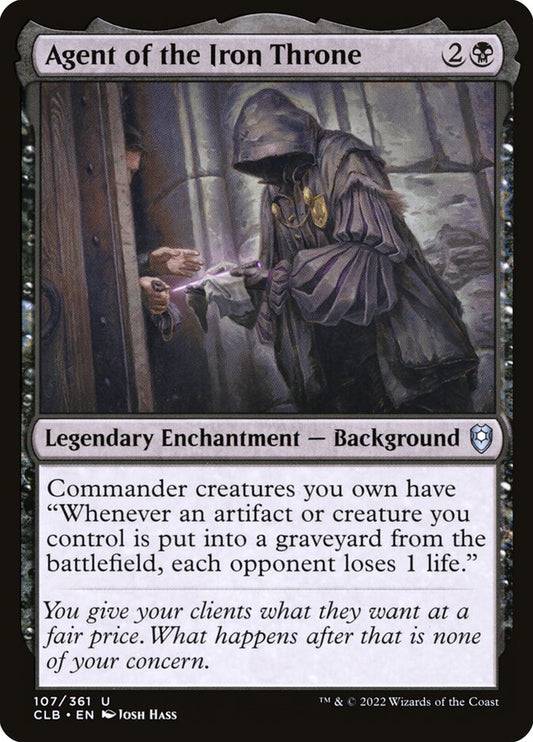 This Is An Image Of The Magic The Gathering Card Agent of the Iron Throne From The Set Commander Legends: Battle for Baldur's Gate - Designed By Artist Josh Hass