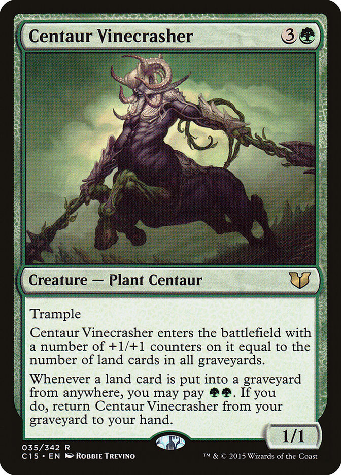 This Is An Image Of The Magic The Gathering Card Centaur Vinecrasher From The Set Commander 2018 - Designed By Artist Robbie Trevino