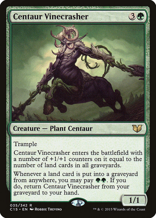 This Is An Image Of The Magic The Gathering Card Centaur Vinecrasher From The Set Commander 2018 - Designed By Artist Robbie Trevino