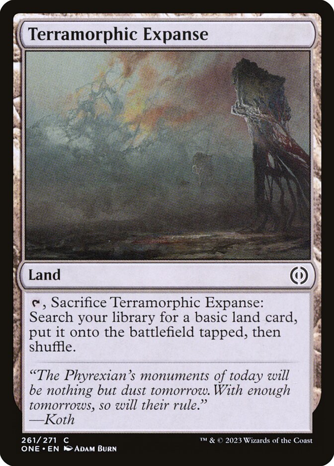 This Is An Image Of The Magic The Gathering Card Terramorphic Expanse From The Set Tarkir: Dragonstorm Commander - Designed By Artist Sam Burley