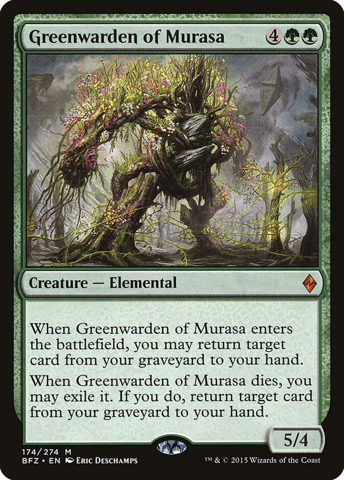 This Is An Image Of The Magic The Gathering Card Greenwarden of Murasa From The Set New Capenna Commander - Designed By Artist Eric Deschamps