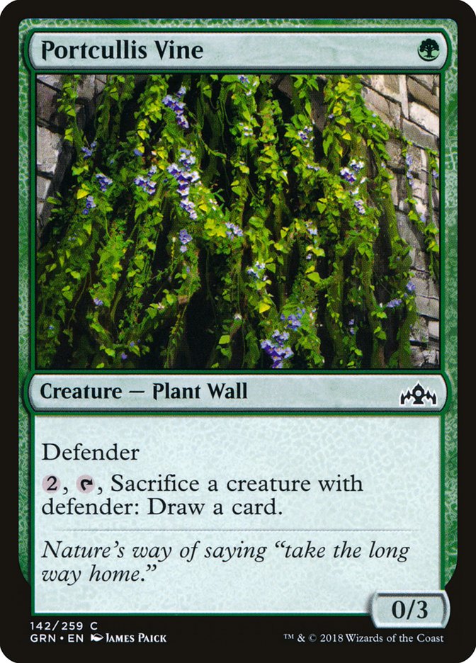 This Is An Image Of The Magic The Gathering Card Portcullis Vine From The Set Core Set 2021 - Designed By Artist James Paick