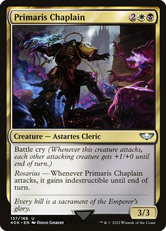 This Is An Image Of The Magic The Gathering Card Primaris Chaplain From The Set Warhammer 40,000 Commander - Designed By Artist Diego Gisbert
