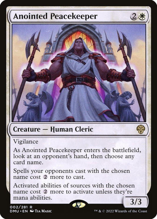 This Is An Image Of The Magic The Gathering Card Anointed Peacekeeper From The Set Dominaria United - Designed By Artist Tia Masic