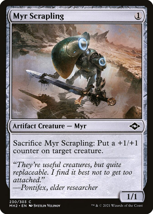 This Is An Image Of The Magic The Gathering Card Myr Scrapling From The Set Modern Horizons 2 - Designed By Artist Svetlin Velinov