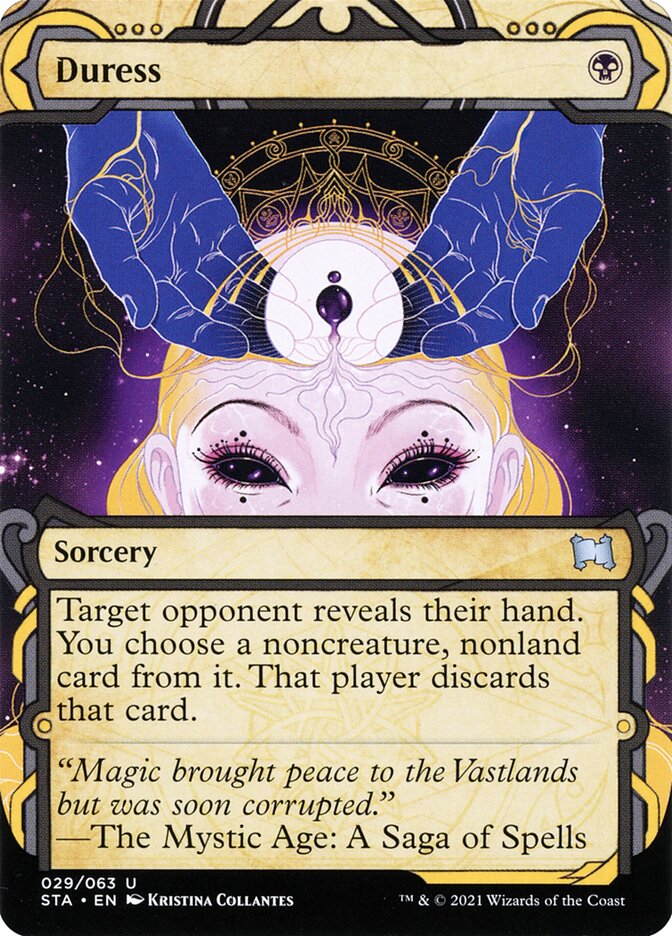 This Is An Image Of The Magic The Gathering Card Duress From The Set Foundations - Designed By Artist PINDURSKI