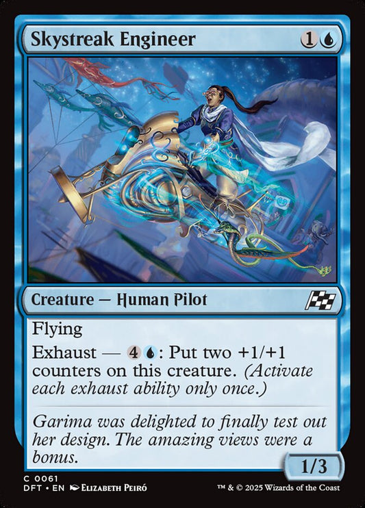 This Is An Image Of The Magic The Gathering Card Skystreak Engineer From The Set Aetherdrift - Designed By Artist Elizabeth Peiró