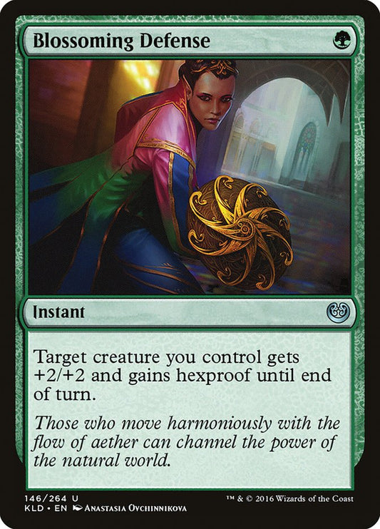 This Is An Image Of The Magic The Gathering Card Blossoming Defense From The Set Kaladesh - Designed By Artist Anastasia Ovchinnikova