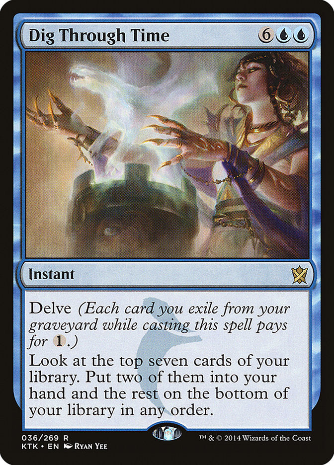 This Is An Image Of The Magic The Gathering Card Dig Through Time From The Set Duskmourn: House of Horror Commander - Designed By Artist Ryan Yee