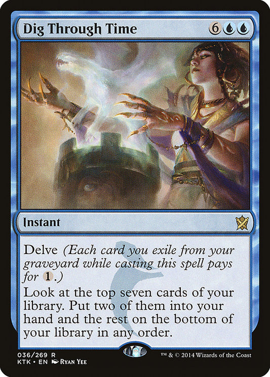 This Is An Image Of The Magic The Gathering Card Dig Through Time From The Set Duskmourn: House of Horror Commander - Designed By Artist Ryan Yee